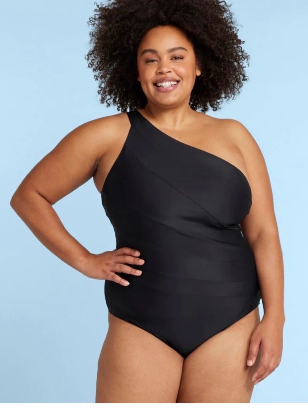 Black One-Shoulder Women’s One-Piece Swimsuit